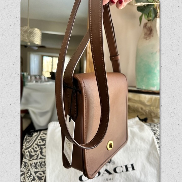 COACH DARK SADDLE 1941 TURNLOCK FLAP / COMPACT POUCH BAG - Picture 2 of 16